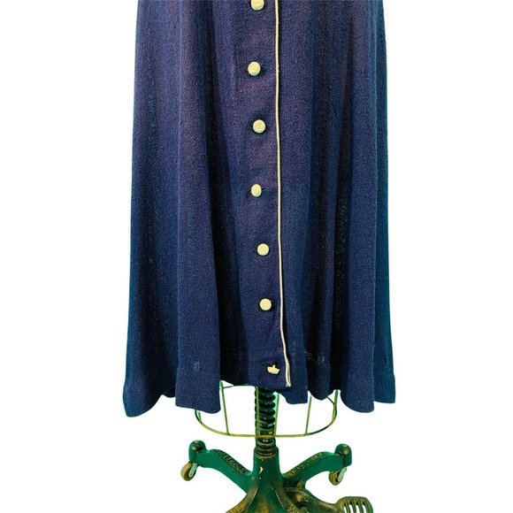 Vintage 1940s Blue Dress Scroll Neckline Shirtdress Packables | W 28" - Picture 6 of 10